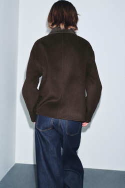 ZARA КУРТКА ИЗ СМЕСОВОЙ ШЕРСТИ — ZW COLLECTION, КОРИЧНЕВЫЙ