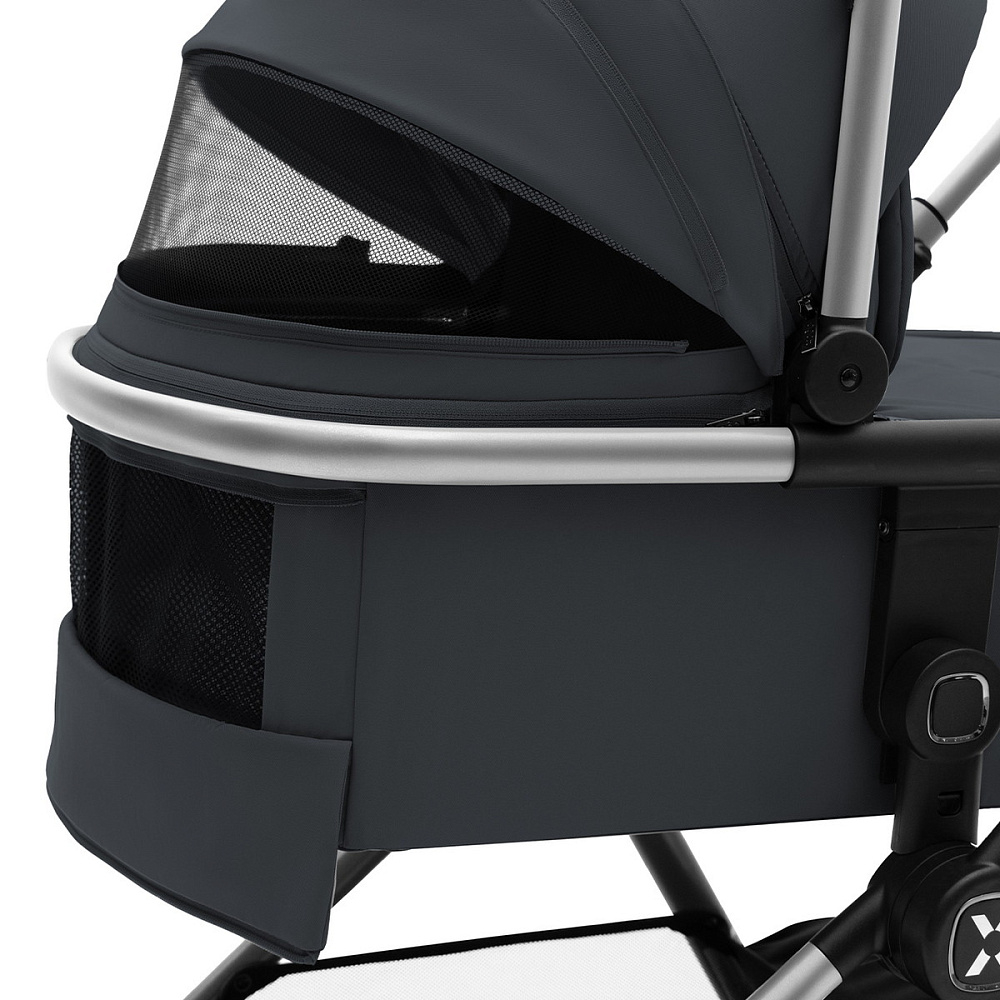 Коляска Agex Life 3 в 1 хромированная рама с автокреслом i-Team ATG080 Grey ALM606 Midnight Grey (Темно-серый)