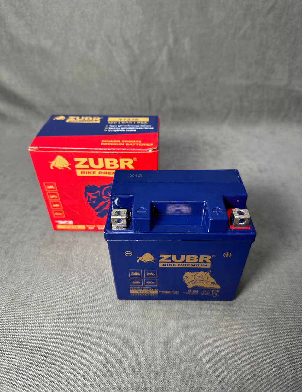 Аккумулятор для мотоцикла ZUBR (6 Ah) 95 A, 12 V Обратная, R+ YTZ7S (ZubrPrem)