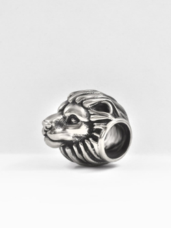 Шарм-бусина Лев из серебра