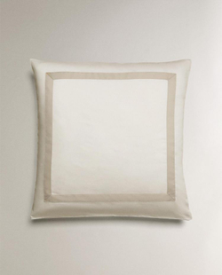 ZARA HOME НАВОЛОЧКА ИЗ САТИНА С КАЙМОЙ (300 НИТЕЙ), СЕРЫЙ
