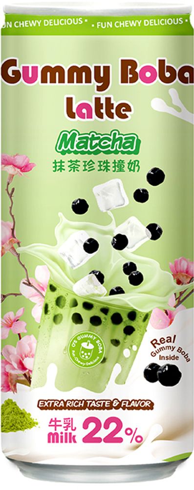 Газированный напиток O&#39;s Bubble Gummy Boba Latte Matcha &quot;Матча&quot; 0.47 - банка