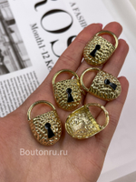 Пришивной элемент Скиапар. "Замок" золотистый с черной эмалью