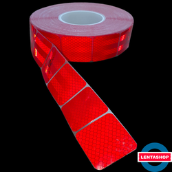 Красная сегментированная светоотражающая лента 104R для контурной маркировки 50 мм х 10 м