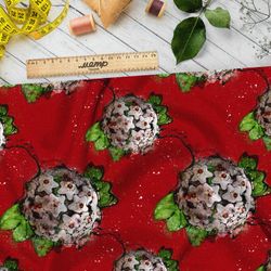 Ткань атлас белые цветы шаровой формы