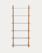 Модульный стеллаж Sitra из массива дуба с 6 стеклянными полками