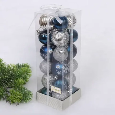 Набор шаров «Christmas» 5 см + 4 см (24 предметов), Сапфир/Серебро