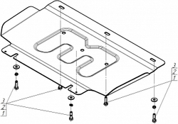 защита двигателя, переднего дифференциала. 2 мм, Сталь для KGM Rexton 2023-н.в., Motodor.72805