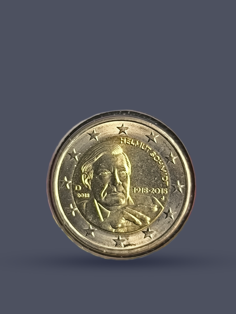 Монета 2 евро 2018 "100 лет со дня рождения Гельмута Шмидта"