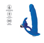 Вибромассажер Sweet Toys с клиторальным стимулятором синий 15 см