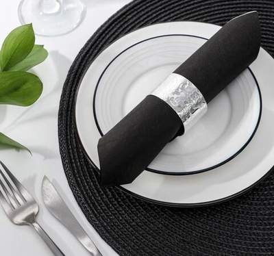 Серебристое кольцо для салфетки «Цветы»