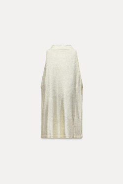 ZARA ТОП ИЗ РЕЛЬЕФНОЙ ТКАНИ С ГОРЛОВИНОЙ ХАЛТЕР, ЗОЛОТОЙ