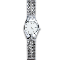 KIOSK Silver Luxury American Fossil Quartz Movement Stainless Steel Watchband Watch Unisex White Dial