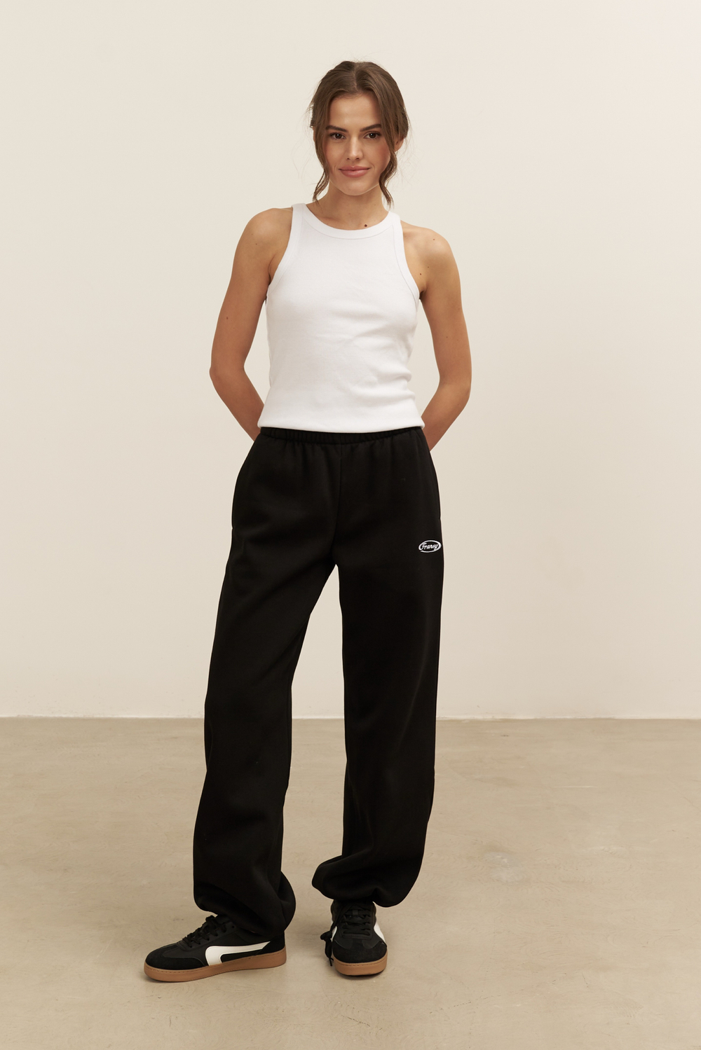 Брюки-трансформеры, с начесом, черные