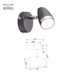 Светильник настенно-потолочный спот Rivoli Joyce 6156-701 светодиодный LED 1 х 4 Вт 3200К поворотный | Интерьерные светодиодные светильники