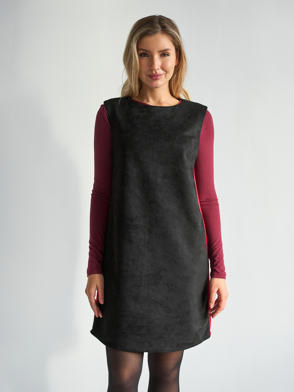 Платье сарафан офисный замшевый