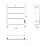 Полотенцесушитель MIXLINE VEGA  60х50 (таймер, 201 Вт, 4 перекладины) электрический ЧЕРНЫЙ