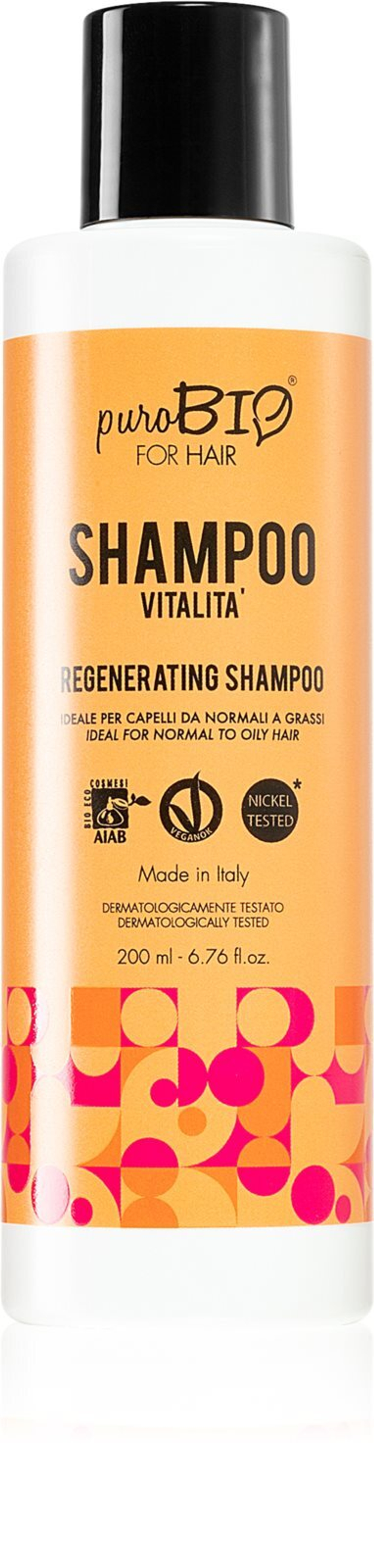 puroBIO Cosmetics Vitalita - регенерирующий шампунь для ослабленных волос без блеска /   200  ml  / GTIN 8051411364627
