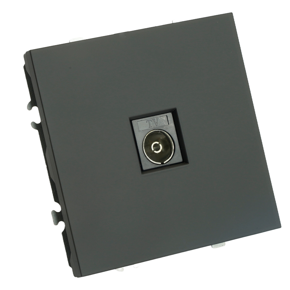 Розетка телевизионная 1-местная (механизм), STEKKER, 75 Ом, 5-862МГц, серия Эмили, RST00-5108-05, черный уголь, soft touch 49849