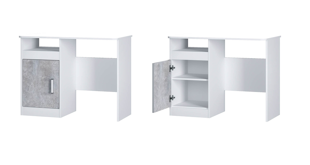 Стол письменный Паскаль белый/цемент светлый