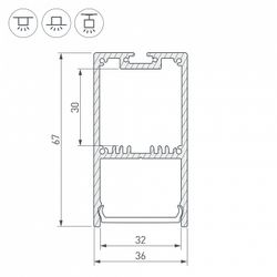 Профиль Arlight SL-LINE-3667-2500 ANOD+OPAL 020463