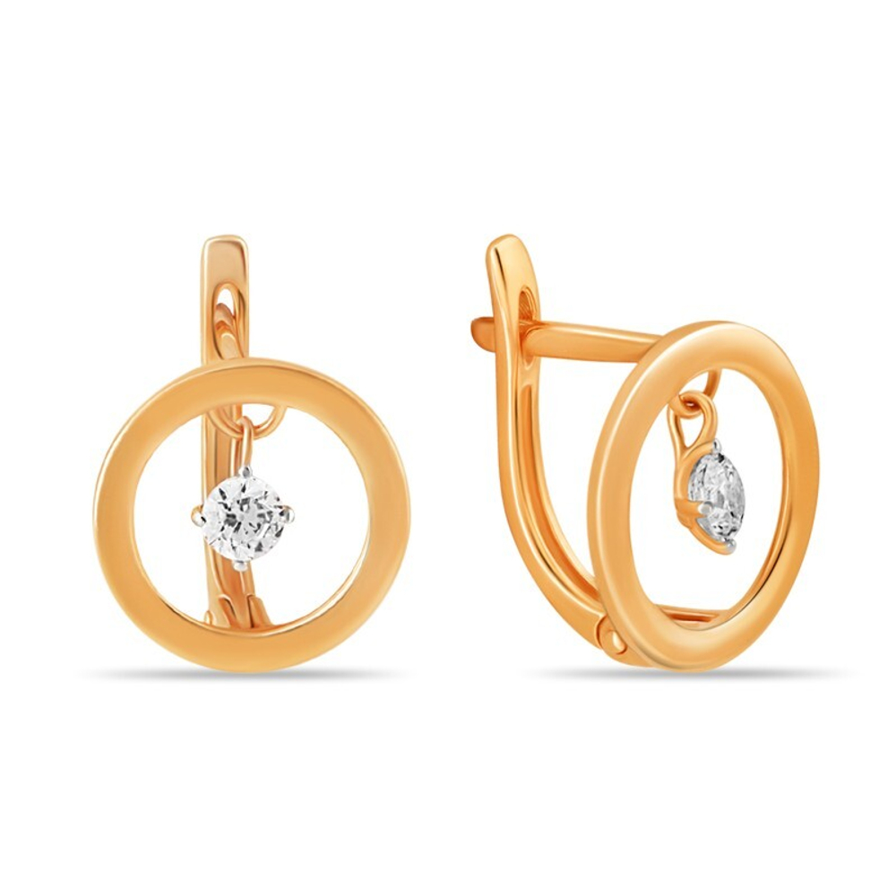 Серьги из золота 585 пробы с Фианит