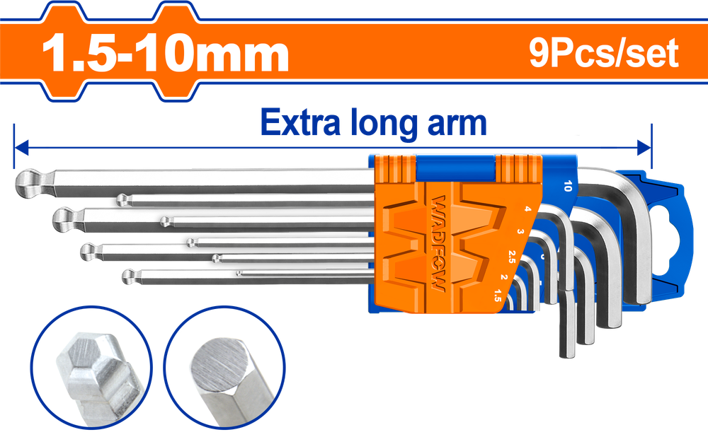 Набор шестигранников TORX Extra Long WADFOW WHK2292 Т10-Т50
