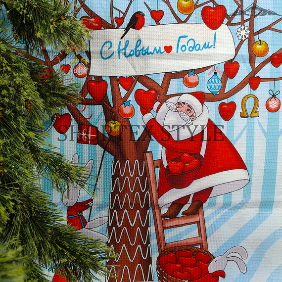 Вафельное полотно &quot;Сердечный подарок&quot; | ш.50 см | 170 г/м² | хлопок-100%