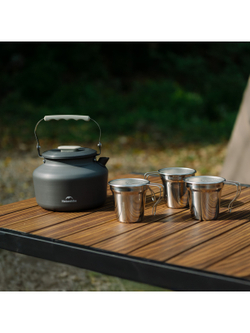 Набор посуды Naturehike туристический, чайник 1,4 л и 3 чашки, алюминий, серый