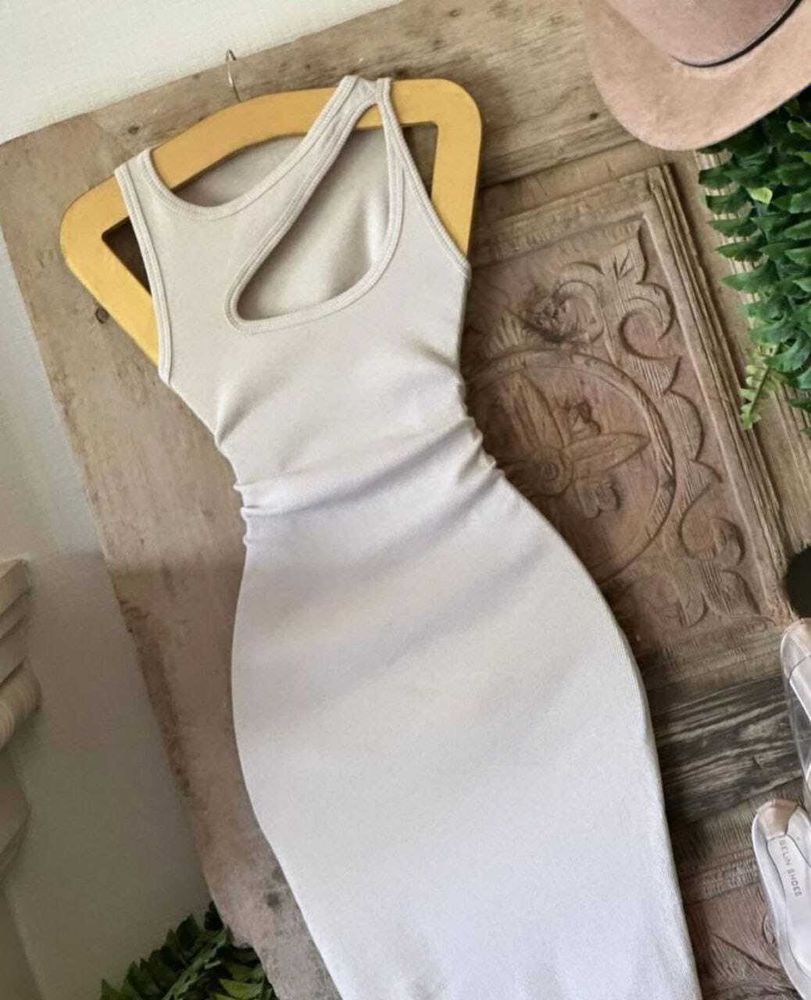 Платье Женское Летнее 5005 &quot;Вверху Разрез&quot; Белое