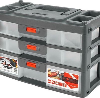 Сет для мелочей 3 секции «Expert» серо-свинцовый/оранжевый, 31*15*19,5см