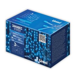 ULD-C3020-160-DTA BLUE IP20 Занавес светодиодный. 3х2м. 160 светодиодов. Синий свет. Провод прозрачный. TM Uniel