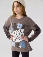 Лонгслив для девочки оверсайз с принтом