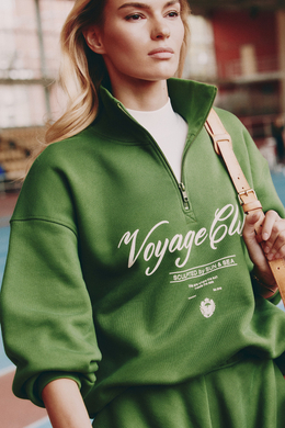 Свитшот на короткой молнии с принтом Тёмно-зелёный