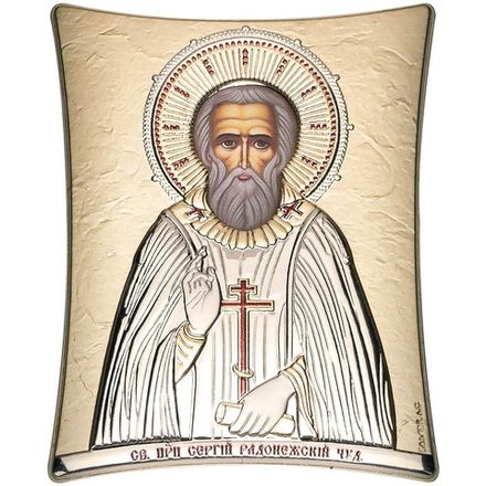 Сергий Радонежский преподобный. Икона в серебряном окладе.