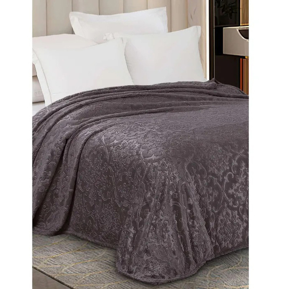 Плед Супер Софт пл 250г SKANDI Тиснение (кофейный), р. 200*220