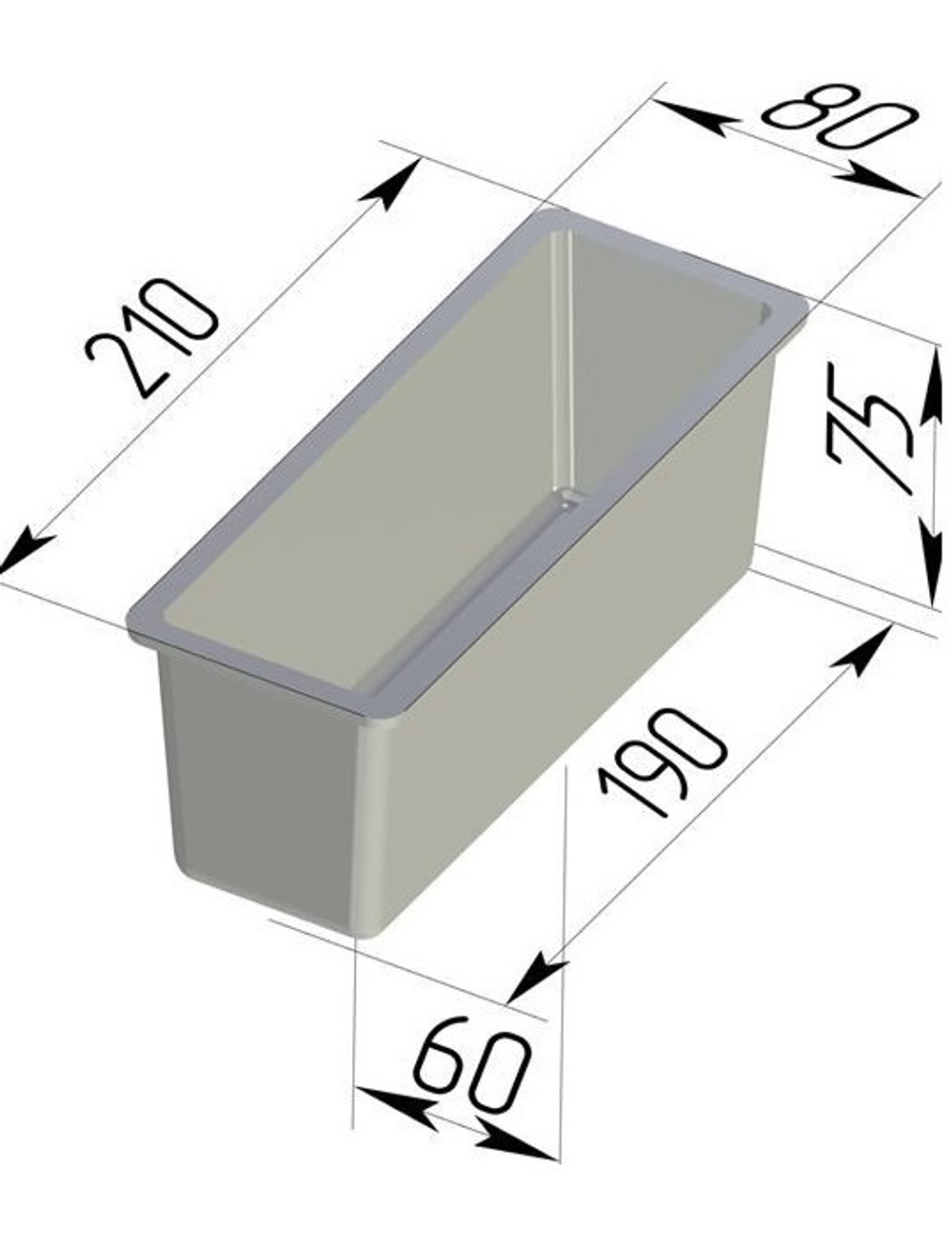 Форма для выпечки хлеба тостерная 210х80х75 мм