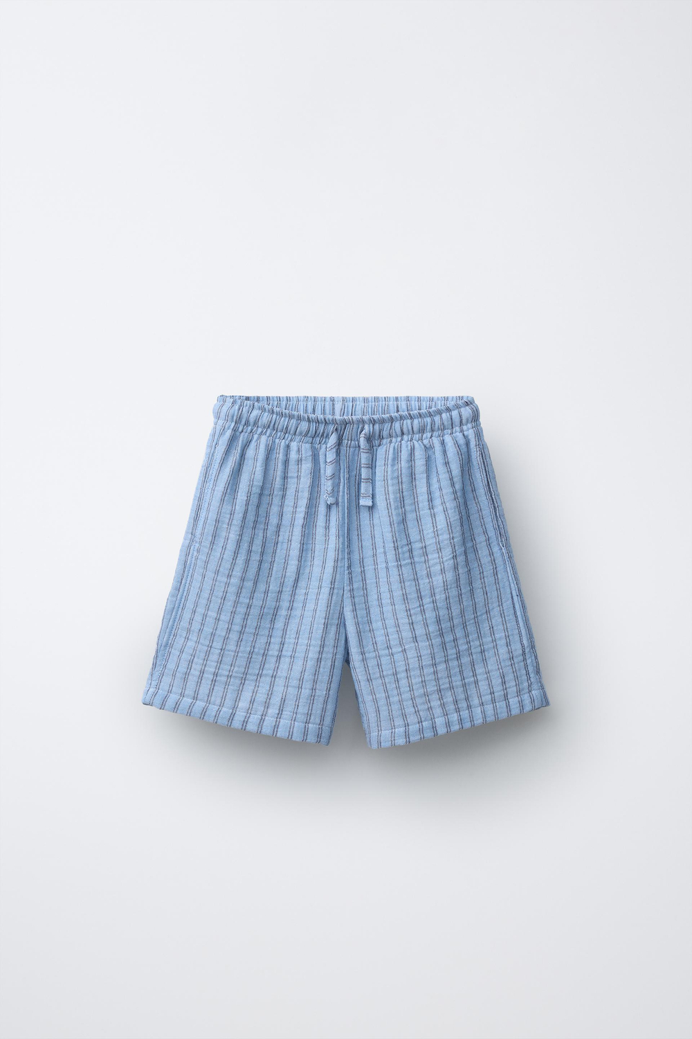 ZARA ШОРТЫ В ПОЛОСКУ В ПОЛОСКУ ИЗ РЕЛЬЕФНОЙ ТКАНИ, СИНИЙ