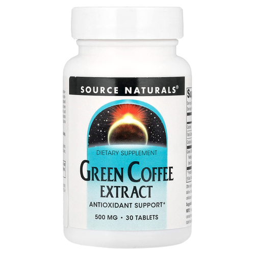 Source Naturals, экстракт зеленого кофе, 30 таблеток (500 мг в одной таблетке)