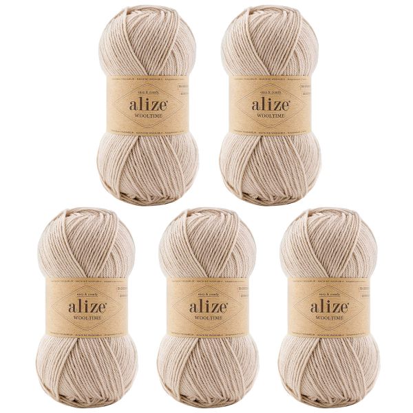 Пряжа Alize (Ализе) Wooltime / уп.5 мот. по 100 г, 200 м, 152 бежевый меланж