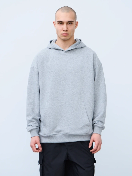 Худи оверсайз без начеса (серый меланж)