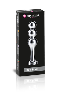 Фаллоимитатор Mystim Bold Boris, электростимуляция, хирургическая сталь, серебряный, 14 см