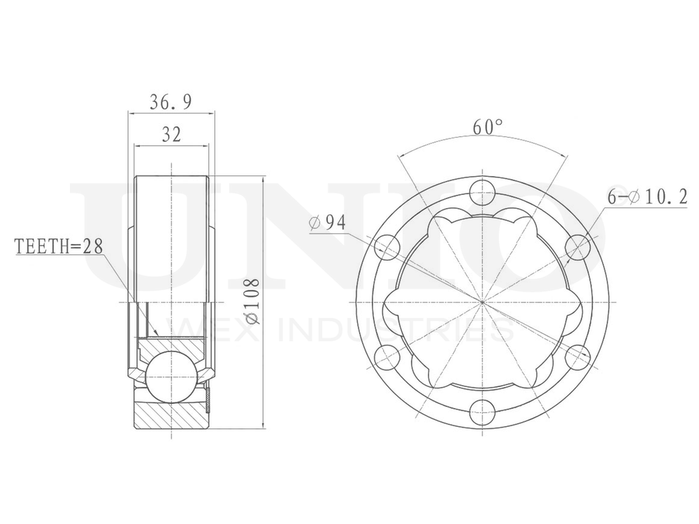 ШРУС внутренний UNIO CVJ-30009
