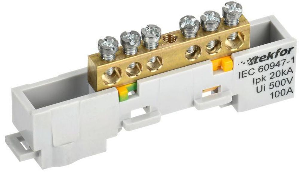 Шина PE &quot;земля&quot; неизол. на универс. держ. 6х9-6-Ж TEKFOR IEK TF-NN10-06-DL-K05