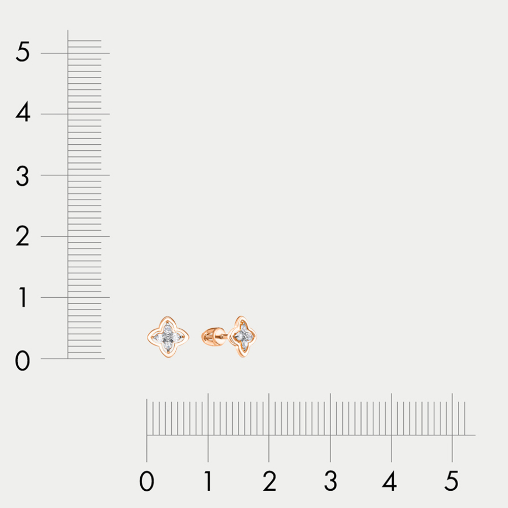 Серьги-пусеты женские из розового золота 585 пробы с фианитами (арт. 0504582)