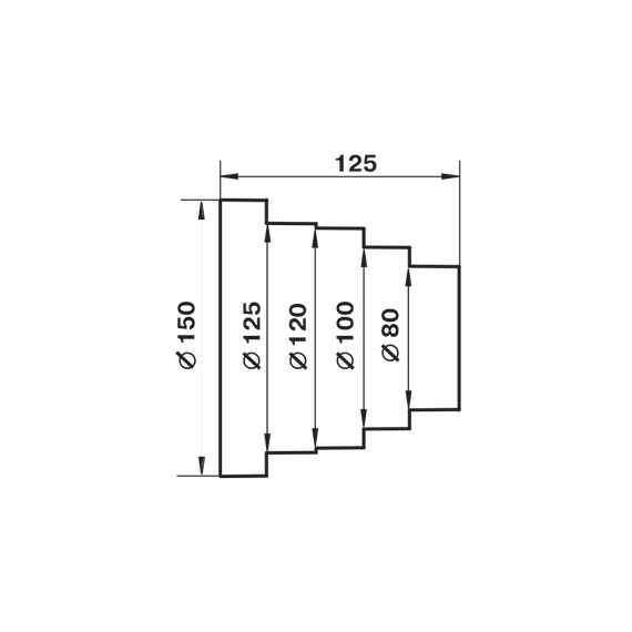 Редуктор Zernberg 80-100-120-125-150мм универсальный  пластик 21871