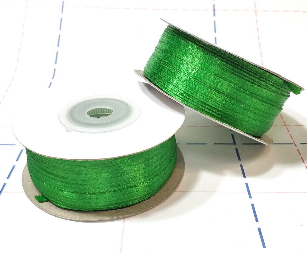Лента атласная зеленая 3 мм.