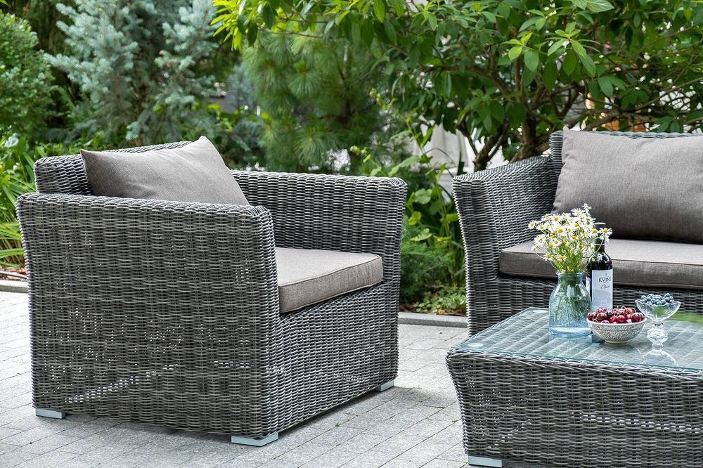 "Капучино Cингл" лаунж-зона из искусственного ротанга, цвет графит