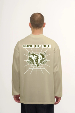 Лонгслив КУЛЬТУРА oversize  "Game of life", зеленый чай