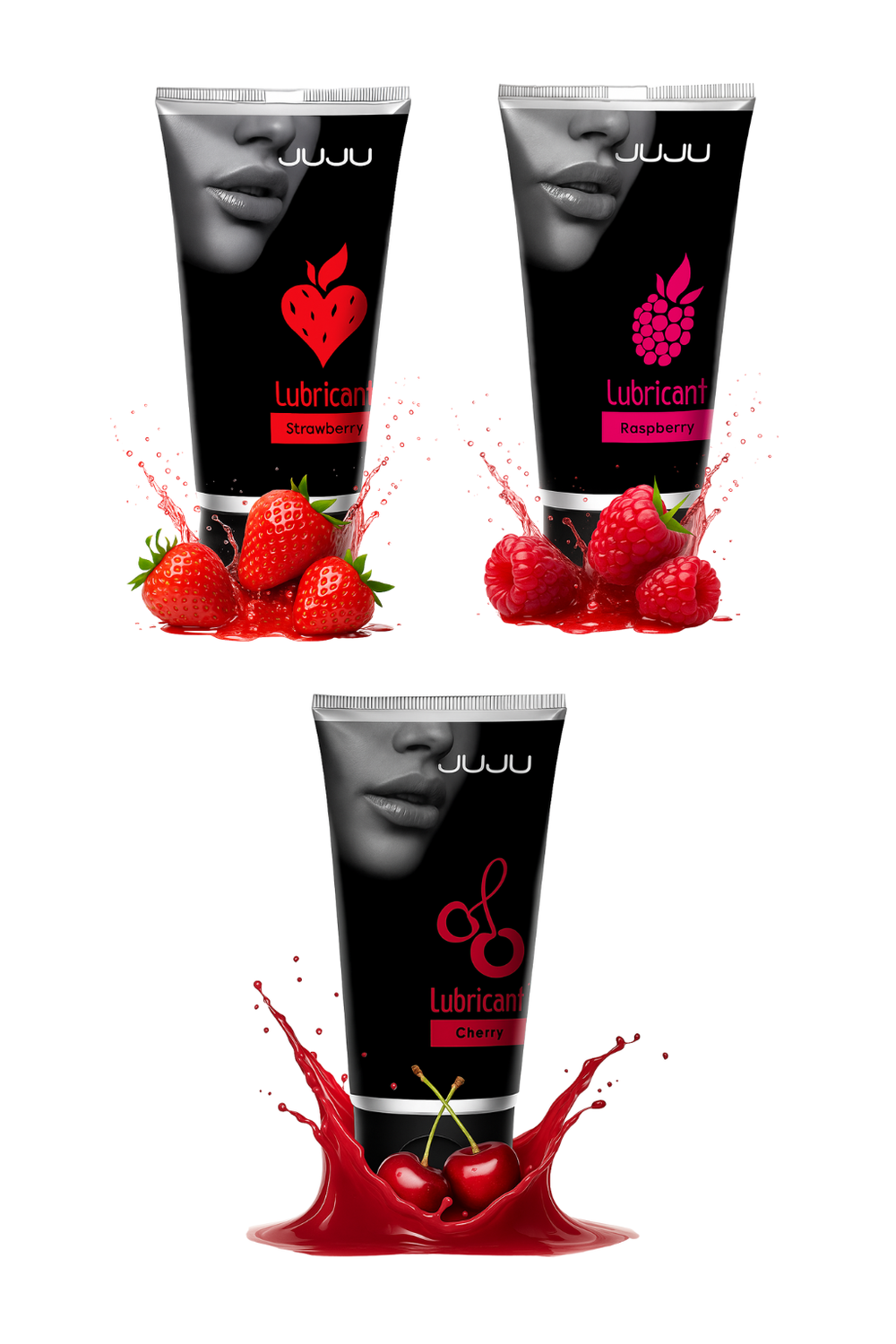 Сет съедобных лубрикантов JUJU: клубника, малина, вишня, 3х50ml 684JU